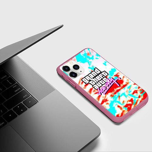 Чехол iPhone 11 Pro матовый GTA vice city clors / 3D-Малиновый – фото 3