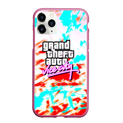 Чехол iPhone 11 Pro матовый GTA vice city clors, цвет: 3D-малиновый