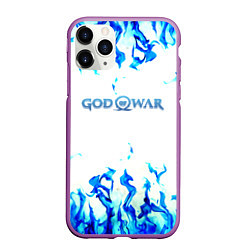 Чехол iPhone 11 Pro матовый God of War синий огонь, цвет: 3D-фиолетовый