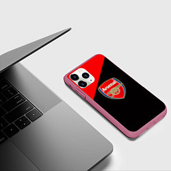 Чехол iPhone 11 Pro матовый Арсенал фк геометрия, цвет: 3D-малиновый — фото 2