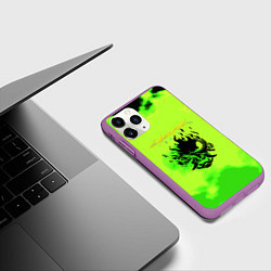 Чехол iPhone 11 Pro матовый Cyberpunk кислотный, цвет: 3D-фиолетовый — фото 2