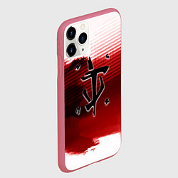 Чехол iPhone 11 Pro матовый Doom eternal logo краски, цвет: 3D-малиновый — фото 2