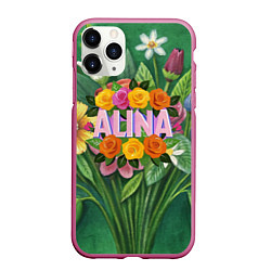 Чехол iPhone 11 Pro матовый Alina roses, цвет: 3D-малиновый