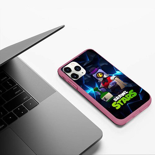 Чехол iPhone 11 Pro матовый Brawl stars Барли / 3D-Малиновый – фото 3