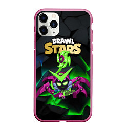 Чехол iPhone 11 Pro матовый Brawl Stars вирус Чарли, цвет: 3D-малиновый