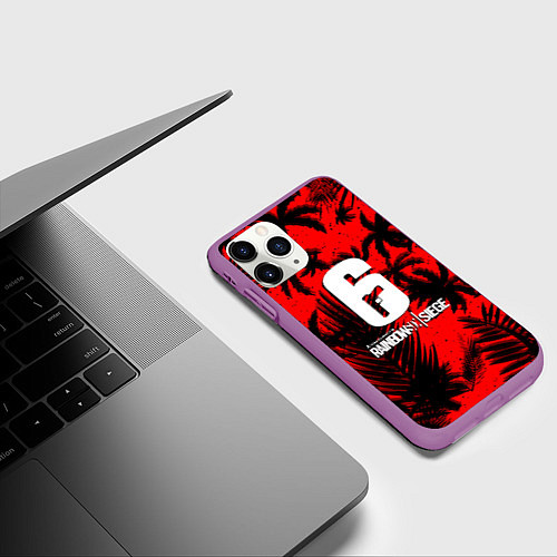 Чехол iPhone 11 Pro матовый Rainbow six тропик паттерн / 3D-Фиолетовый – фото 3