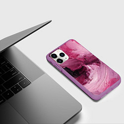 Чехол iPhone 11 Pro матовый Розовые краски, цвет: 3D-фиолетовый — фото 2