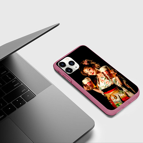 Чехол iPhone 11 Pro матовый Японское пиво / 3D-Малиновый – фото 3