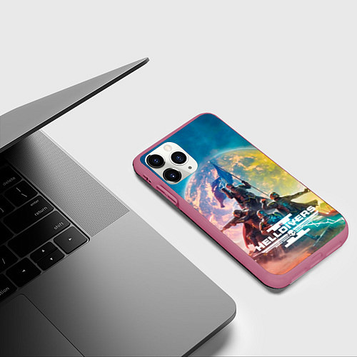 Чехол iPhone 11 Pro матовый Эскалация свободы Helldivers 2 / 3D-Малиновый – фото 3