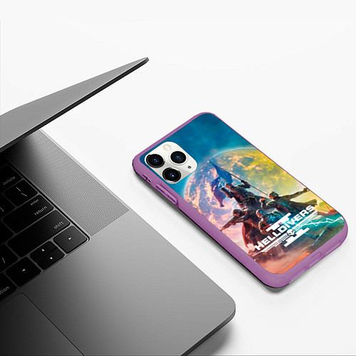 Чехол iPhone 11 Pro матовый Эскалация свободы Helldivers 2 / 3D-Фиолетовый – фото 3