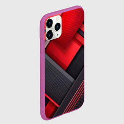 Чехол iPhone 11 Pro матовый Геометрия красные черные пластины, цвет: 3D-фиолетовый — фото 2
