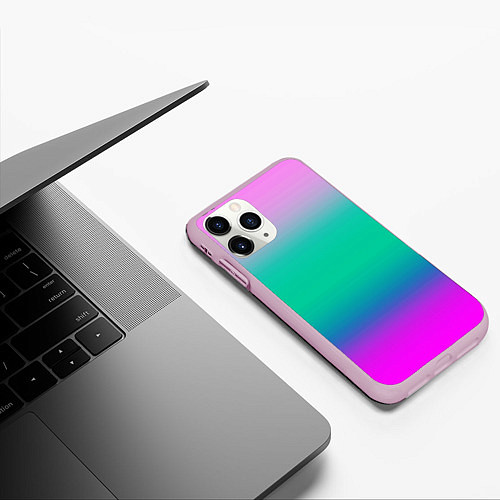 Чехол iPhone 11 Pro матовый Градиент цветной / 3D-Розовый – фото 3