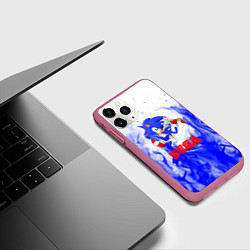 Чехол iPhone 11 Pro матовый Sonic flame blue, цвет: 3D-малиновый — фото 2