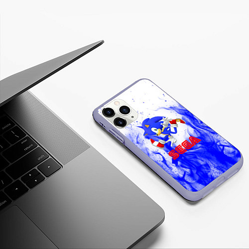 Чехол iPhone 11 Pro матовый Sonic flame blue / 3D-Светло-сиреневый – фото 3