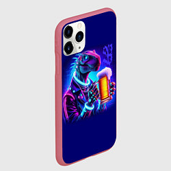 Чехол iPhone 11 Pro матовый Неоновый пивозавр - нейроарт фантазия, цвет: 3D-малиновый — фото 2