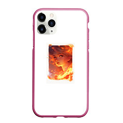 Чехол iPhone 11 Pro матовый Flame girl, цвет: 3D-малиновый