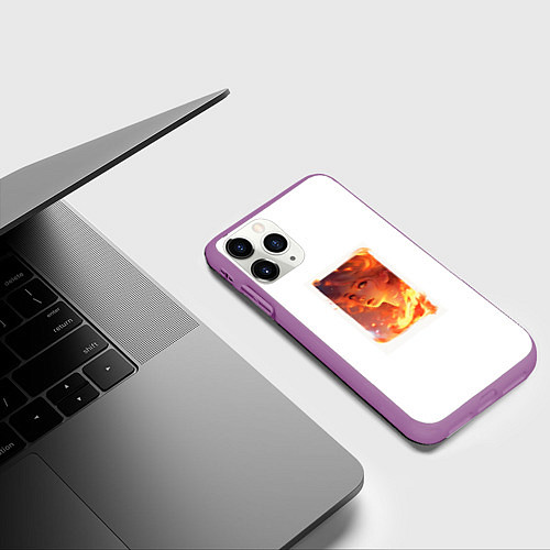 Чехол iPhone 11 Pro матовый Flame girl / 3D-Фиолетовый – фото 3