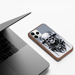 Чехол iPhone 11 Pro матовый Cool cyber skull - ai art fantasy, цвет: 3D-коричневый — фото 2