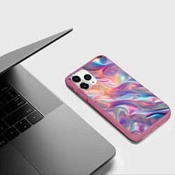 Чехол iPhone 11 Pro матовый Перламутровый голографический градиент, цвет: 3D-малиновый — фото 2