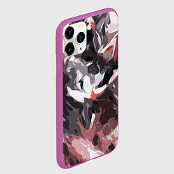 Чехол iPhone 11 Pro матовый Абстрактный узор черно-серый, цвет: 3D-фиолетовый — фото 2
