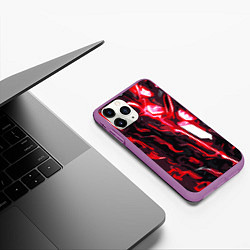 Чехол iPhone 11 Pro матовый Красно-чёрная киберпанк абстракция, цвет: 3D-фиолетовый — фото 2