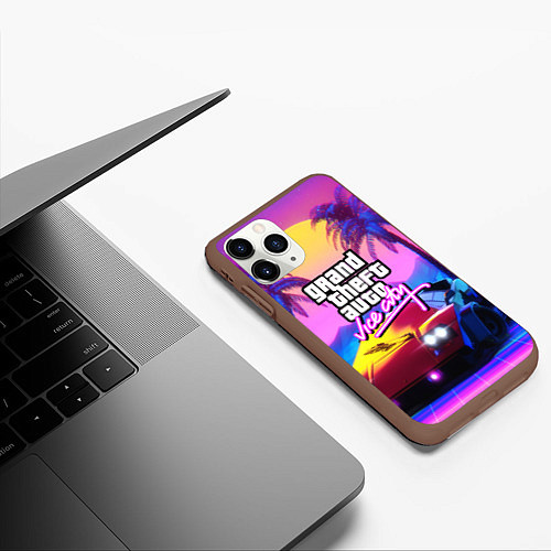 Чехол iPhone 11 Pro матовый Vice city retro wave Lambo / 3D-Коричневый – фото 3