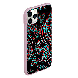 Чехол iPhone 11 Pro матовый Драконы глитч киберпанк, цвет: 3D-розовый — фото 2