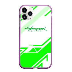 Чехол iPhone 11 Pro матовый Cyberpunk 2077 geometry green, цвет: 3D-фиолетовый