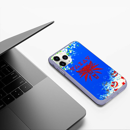 Чехол iPhone 11 Pro матовый The Witcher logo horror / 3D-Светло-сиреневый – фото 3