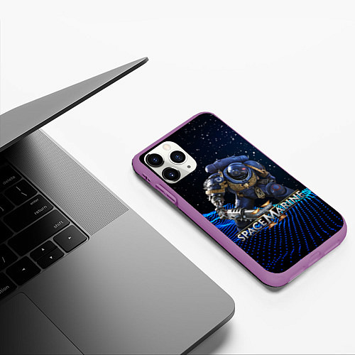 Чехол iPhone 11 Pro матовый Warhammer 40000 space marine 2 ультрамарин / 3D-Фиолетовый – фото 3