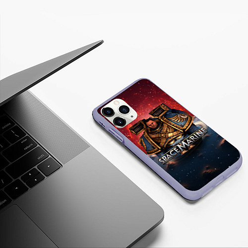 Чехол iPhone 11 Pro матовый Warhammer 40000 space marine 2 Captain Titus / 3D-Светло-сиреневый – фото 3