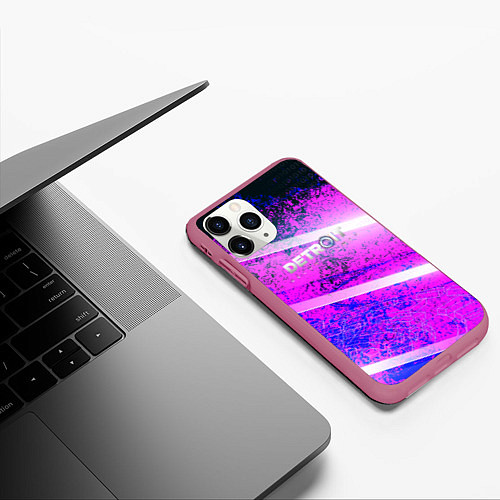 Чехол iPhone 11 Pro матовый Detroit become human neon / 3D-Малиновый – фото 3