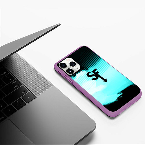 Чехол iPhone 11 Pro матовый Sally face geometry / 3D-Фиолетовый – фото 3