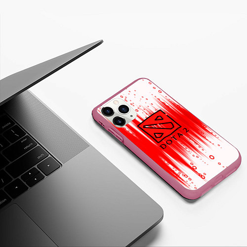 Чехол iPhone 11 Pro матовый Dota abstraction / 3D-Малиновый – фото 3