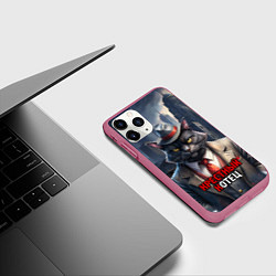 Чехол iPhone 11 Pro матовый Черный крестный котец, цвет: 3D-малиновый — фото 2