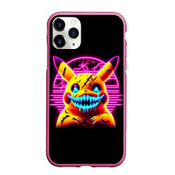 Чехол iPhone 11 Pro матовый Terrible Pikachu - halloween fantasy, цвет: 3D-малиновый