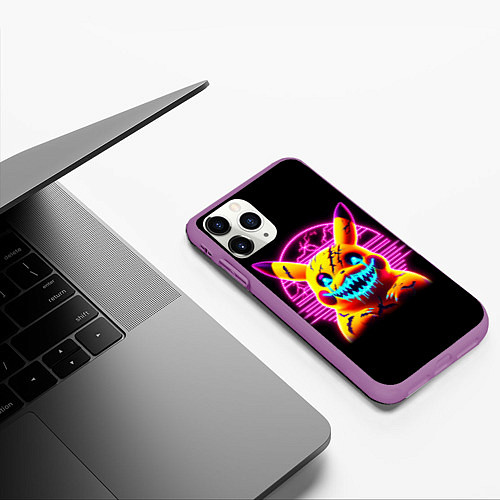 Чехол iPhone 11 Pro матовый Terrible Pikachu - halloween fantasy / 3D-Фиолетовый – фото 3