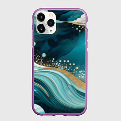 Чехол iPhone 11 Pro матовый Бирюзовый подводный мир, цвет: 3D-фиолетовый