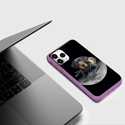Чехол iPhone 11 Pro матовый Лабрадор и луна, цвет: 3D-фиолетовый — фото 2