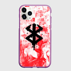 Чехол iPhone 11 Pro матовый Берсерк лого в огне, цвет: 3D-фиолетовый