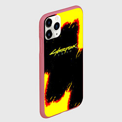 Чехол iPhone 11 Pro матовый Cyberpunk 2077 огненный стиль, цвет: 3D-малиновый — фото 2