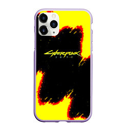 Чехол iPhone 11 Pro матовый Cyberpunk 2077 огненный стиль, цвет: 3D-светло-сиреневый