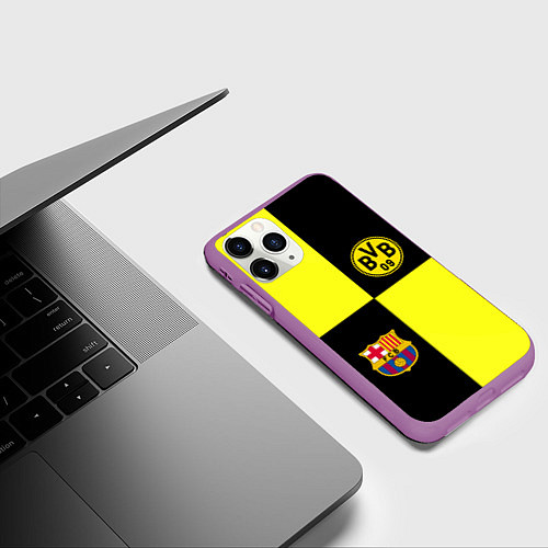 Чехол iPhone 11 Pro матовый Barcelona x Borussia / 3D-Фиолетовый – фото 3