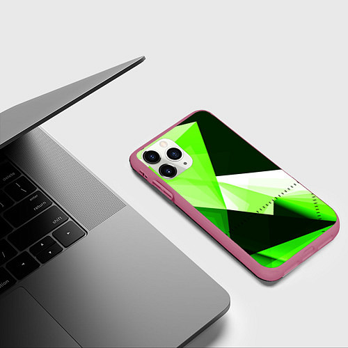 Чехол iPhone 11 Pro матовый Кислотная геометрия / 3D-Малиновый – фото 3
