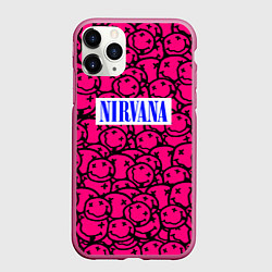 Чехол iPhone 11 Pro матовый Nirvana pink logo, цвет: 3D-малиновый