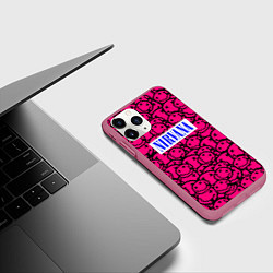 Чехол iPhone 11 Pro матовый Nirvana pink logo, цвет: 3D-малиновый — фото 2