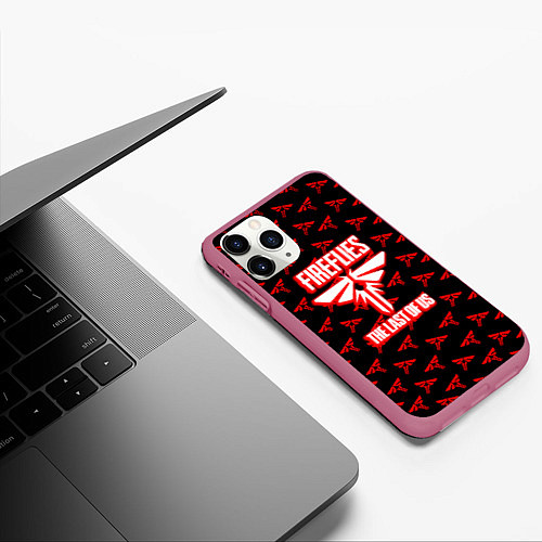 Чехол iPhone 11 Pro матовый The Last of Us pattern game / 3D-Малиновый – фото 3