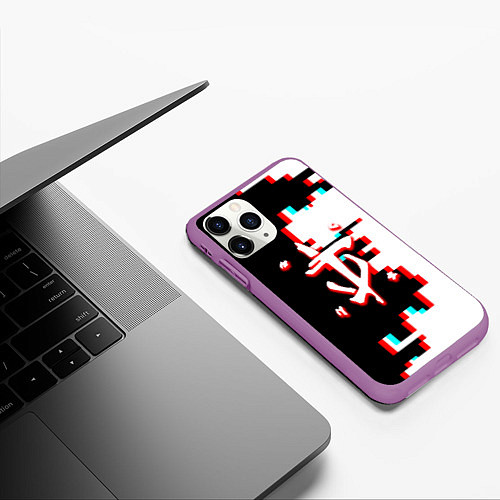 Чехол iPhone 11 Pro матовый Doom geometry / 3D-Фиолетовый – фото 3