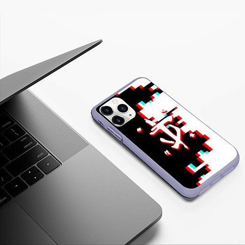 Чехол iPhone 11 Pro матовый Doom geometry / 3D-Светло-сиреневый – фото 3