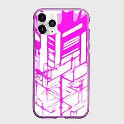 Чехол iPhone 11 Pro матовый Агрессивные розовые полосы на белом фоне, цвет: 3D-фиолетовый